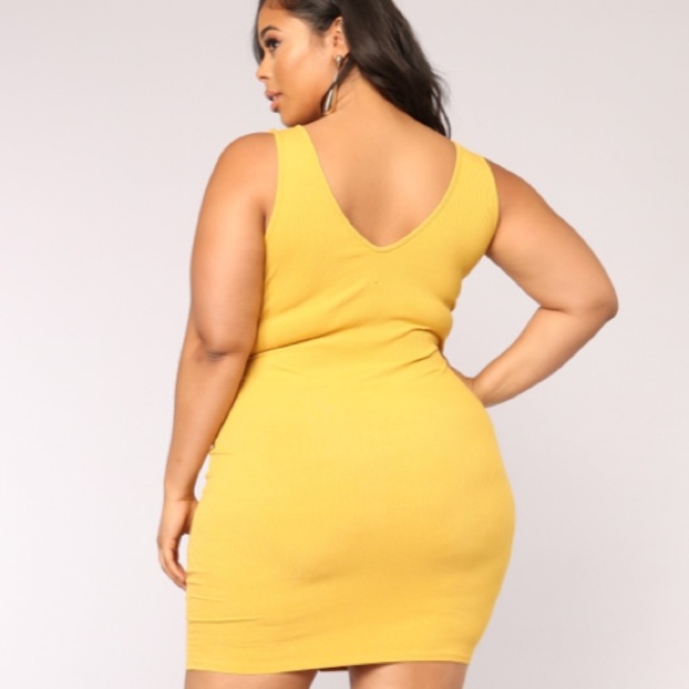 Fashion Nova Averie Dress- Mustard - Picture 2 of 6